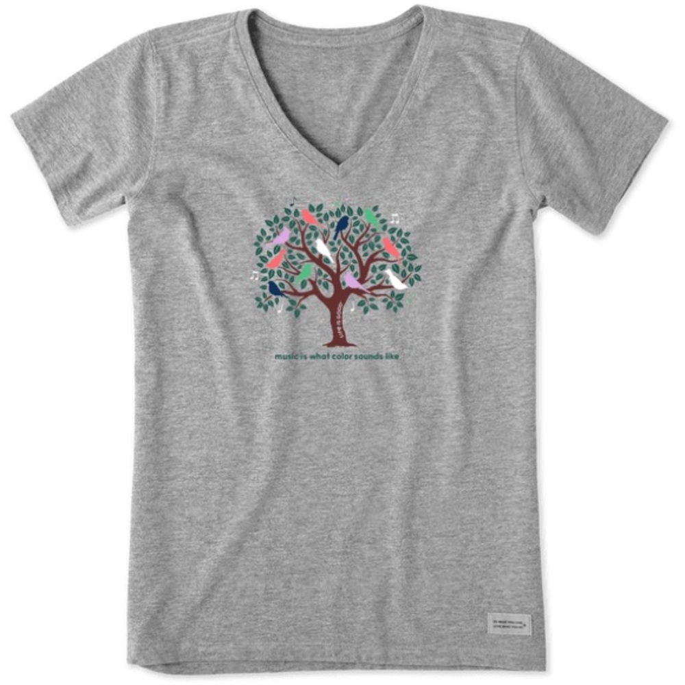 NWT LIFE IS GOOD WOMEN'S MUSIC COLOR TREE CRUSHER VEE